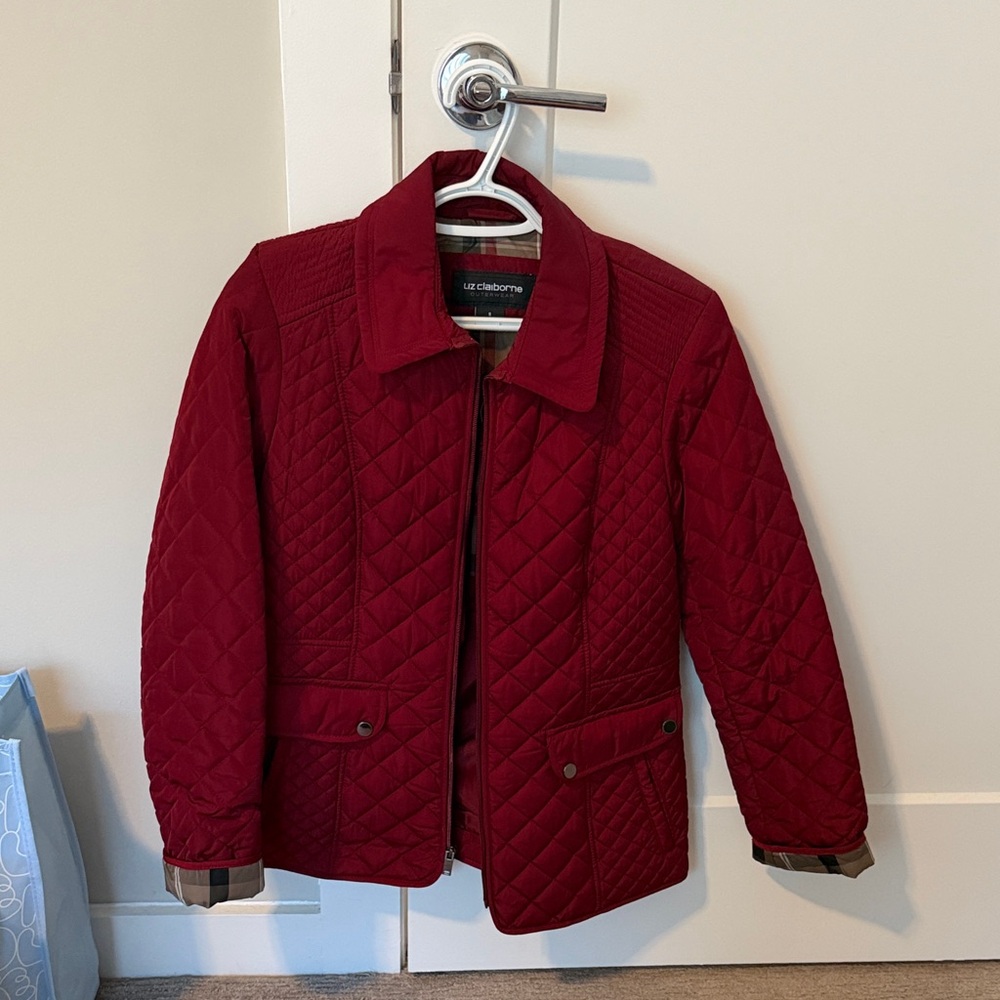 Liz Claiborne Deep Red Quilted Jacket